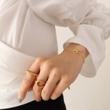 Conjunto de pendientes y pulsera de acero de titanio para mujer, collar de clavícula sonriente a la moda