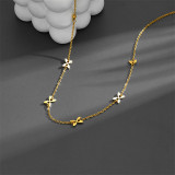 Collar chapado en oro de 18 quilates con huecos de acero de titanio Fox de estilo simple