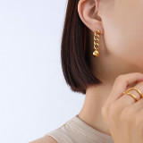 1 par de pendientes colgantes chapados en oro blanco chapado en oro blanco de 18 quilates de acero inoxidable chapado en cadena redonda de estilo Simple Retro
