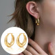 1 par de pendientes de acero inoxidable con revestimiento irregular en forma de U