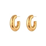 1 par de pendientes chapados en oro de 18 quilates de acero inoxidable chapado en letras de estilo simple y elegante