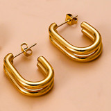 1 par de pendientes chapados en oro de 18 quilates de acero inoxidable con forma de corazón y borlas de estilo Vintage Simple