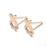 1 par de aretes de acero inoxidable con revestimiento cruzado de estilo simple