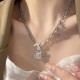 Collar Con Colgante De Circón Chapado En Acero De Titanio Conejo De Moda