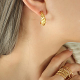 1 par de aretes chapados en acero de titanio de color sólido de estilo simple