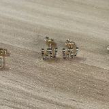 Pendientes chapados en oro de 14K con incrustaciones de cobre y circonita, elegantes y lujosos, estilo clásico, con letras asimétricas, 1 par