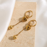 1 par de bonitos y lujosos pendientes colgantes chapados en forma de corazón de Reina con incrustaciones talladas de acero de titanio chapado en oro turquesa