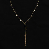 Collar de acero de titanio con borla en forma de Y, cuentas hechas a mano de Gypsophila, perlas de 18K, joyería al por mayor