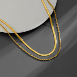 Collares en capas chapados en oro de 18 quilates con revestimiento de acero de titanio con torsión de estilo simple Glam