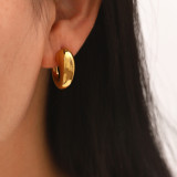 Pendientes Geométricos De Acero Inoxidable Chapados En Oro, 1 Par