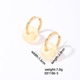 1 par de pendientes chapados en oro de acero inoxidable redondos de estilo sencillo y dulce