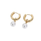 Pendientes chapados en cobre con perlas de estilo coreano