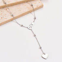 Collar con colgante hueco de cadena de acero inoxidable con forma de corazón, estilo Simple romántico elegante