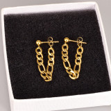 Pendientes de acero inoxidable con cadena chapada en tachuelas de acero de titanio de color sólido a la moda