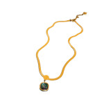 Collar de diamantes de imitación turquesa con incrustaciones de perlas artificiales de acero de titanio de aleación geométrica de estilo Simple