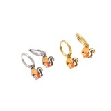 Pendientes colgantes chapados en acero inoxidable con forma de animal, 1 par
