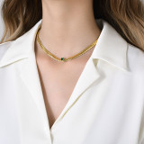 Collar chapado en oro de 18 quilates con incrustaciones de acero inoxidable con forma de corazón de estilo simple de IG