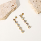 Vintage 14K chapado en oro acero inoxidable conjunto cinco pendientes redondos de borla de circón