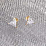Pendientes Triángulos De Moda Con Incrustaciones De Acero De Titanio Y Circón, 1 Par