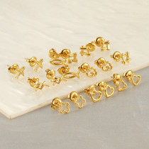 1 par de aretes chapados en oro de 18 quilates con revestimiento de acero inoxidable geométrico de estilo simple