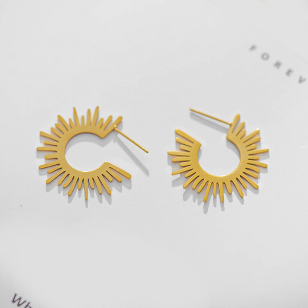 Pendientes simples de acero inoxidable Pendientes de girasol de moda