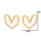 Pendientes de acero inoxidable con forma de corazón geométrico de estilo Simple para mujer, sin incrustaciones, pendientes de acero inoxidable chapados