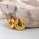 1 par de manguitos de oreja chapados en oro de 18 quilates de acero de titanio con revestimiento geométrico de roca retro de hip-hop