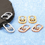 1 par de elegantes pendientes de acero inoxidable con revestimiento de mariposa