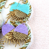 1 par de pendientes colgantes con cuentas de acero inoxidable con diseño de sol bohemio