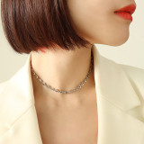 Pulsera De Collar De Acero De Titanio Geométrico Simple De 18 Quilates De Moda