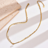 Collares en capas chapados en oro de 14 quilates con revestimiento de perlas redondas de acero inoxidable de estilo moderno