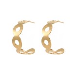 1 par de pendientes chapados en oro de acero inoxidable con revestimiento redondo triangular exagerado