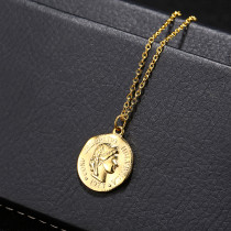 Collar con colgante chapado en oro de 18 quilates con revestimiento de acero de titanio con retrato irregular de estilo simple informal