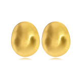 1 par de pendientes ovalados estilo INS chapados en acero inoxidable chapados en oro de 18 quilates