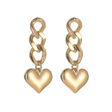 Pendientes colgantes de acero de titanio con forma de corazón a la moda, pendientes de acero inoxidable chapados, 1 par