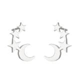 1 par de pendientes de estrella de acero de titanio con diseño de estrella, luna, araña, estilo moderno