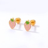 Pendientes de acero inoxidable con forma de fresa de estilo simple