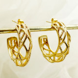 Pendientes chapados en oro de acero inoxidable, 1 par, estilo Simple, con forma de corazón