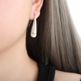 1 par de pendientes chapados en oro de 18 quilates de acero de titanio con revestimiento de esmalte geométrico de estilo coreano IG