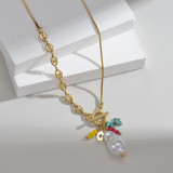Fashion Sun Collar con colgante de perlas artificiales chapado en oro de acero inoxidable, 1 pieza