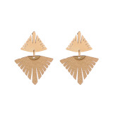 1 par de lujosos pendientes de gota chapados en oro y acero de titanio tallado en forma de triángulo nupcial reina de lujo