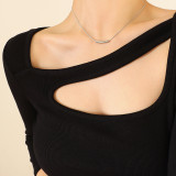 Joyería de moda Collar de sonrisa Cadena de clavícula minimalista chapada en oro de acero titanio