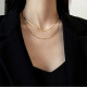 Collar de acero de titanio con cadena de hueso de serpiente de doble capa de moda simple