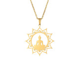 Collar con colgante chapado en oro de acero inoxidable de Buda de estilo simple