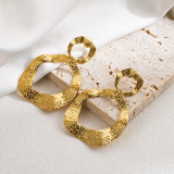 1 par de pendientes colgantes de acero inoxidable calados de malla cuadrada redonda estilo IG