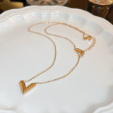 Collar de diamantes de imitación turquesa con incrustaciones de perlas artificiales de acero de titanio de aleación geométrica de estilo Simple