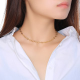 Collar de acero titanio chapado en oro de 18 quilates de acero inoxidable de color sólido de estilo simple al por mayor