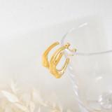 1 par de pendientes de acero de titanio chapados en color sólido Commute chapados en oro de 18 quilates