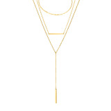 Collar chapado en oro con cadena de acero de titanio geométrico para mujer