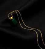 Botella de perfume de moda, collar con colgante chapado en oro de acero titanio, 1 pieza